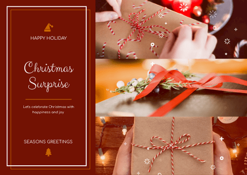Editable postcards template:Christmas Gifts Photos Holidays Postcard