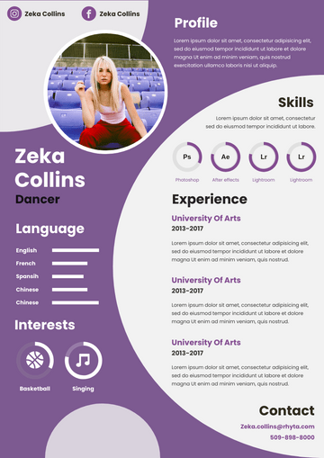 Resumes template: Purple Bubbles Resume (Created by Visual Paradigm Online's Resumes maker)