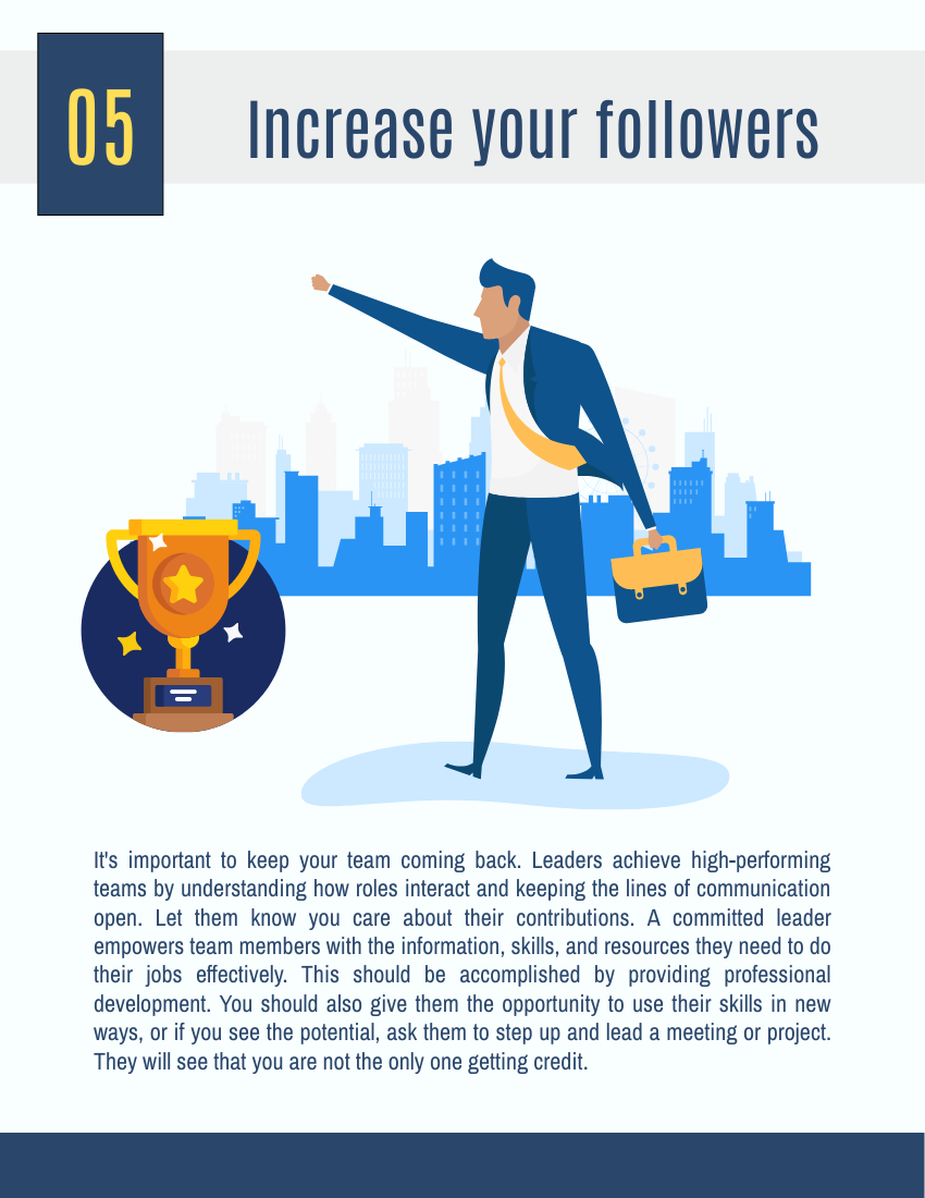 Booklet template: 7 Ways to Become a Better Leader (Created by Visual Paradigm Online's Booklet maker)