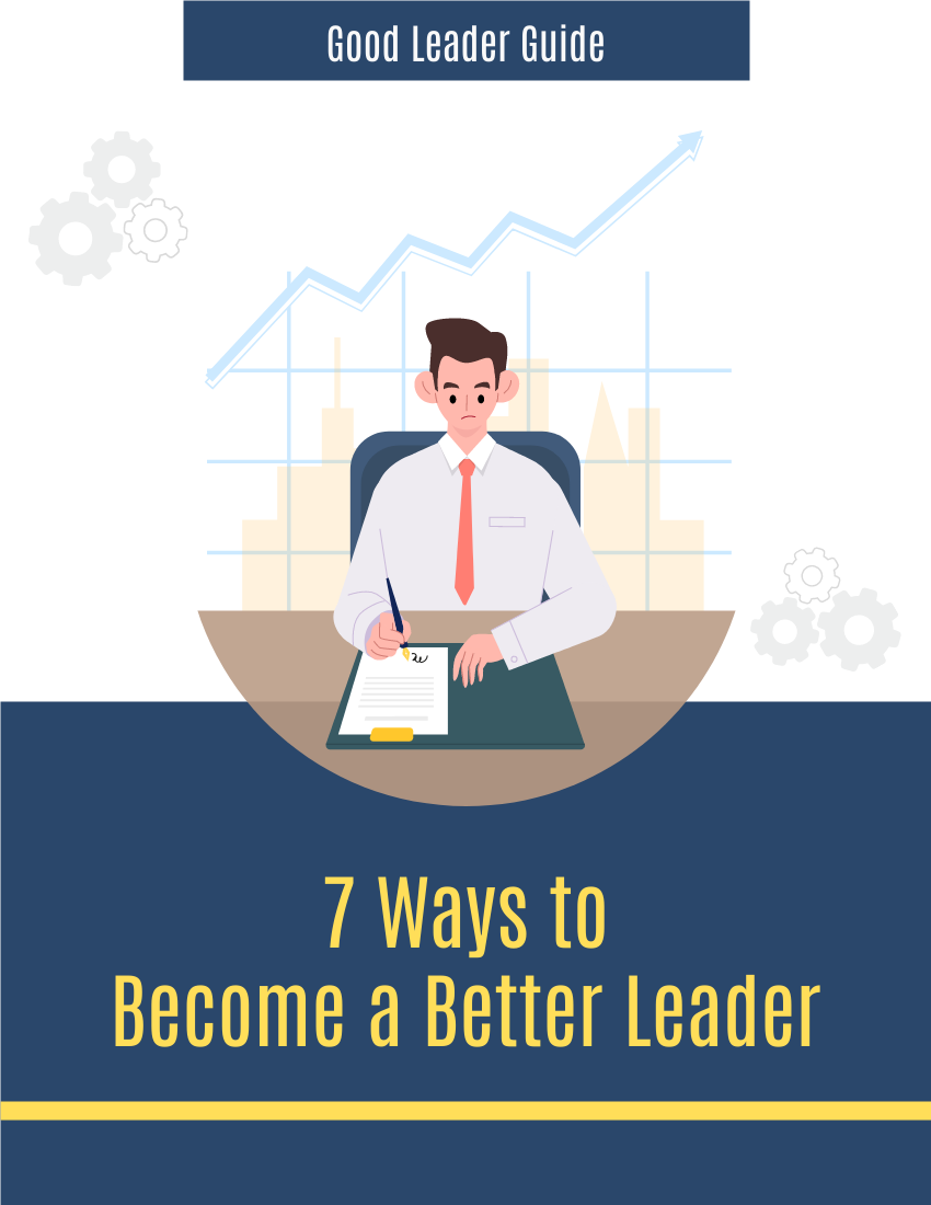 小册子 模板。7 Ways to Become a Better Leader (由 Visual Paradigm Online 的小册子软件制作)