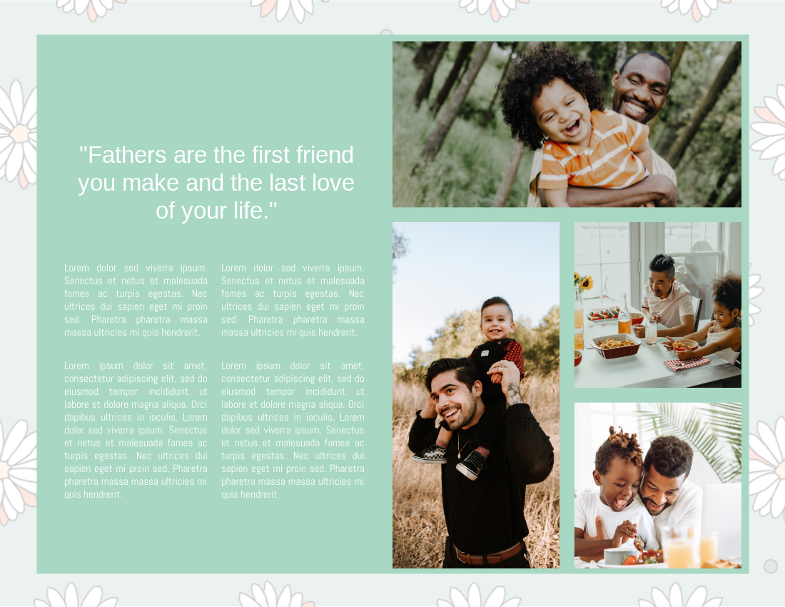 庆祝活动照相簿 模板。Father Day Celebration Photo Book With Quotes (由 Visual Paradigm Online 的庆祝活动照相簿软件制作)
