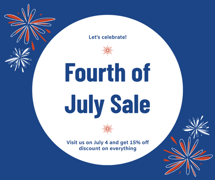 Editable facebookposts template:Blue and Red Fourth of July Sale Facebook Post