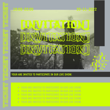 Invitation template: Neon Yellow Live Band Invitation (Created by Visual Paradigm Online's Invitation maker)