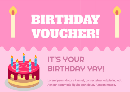 Editable giftcards template:Pink Birthday Gift Voucher