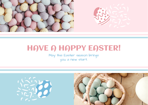 Editable postcards template:Pink And Blue Easter Egg Easter Postcard