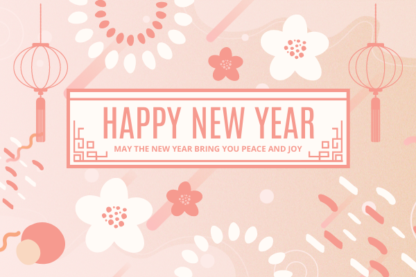 Greeting Card template: Floral Chinese New Year Blessing Greeting Card (Created by Visual Paradigm Online's Greeting Card maker)