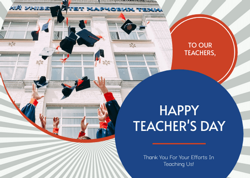 Editable postcards template:Red And Blue Circles Teacher's Day Postcard