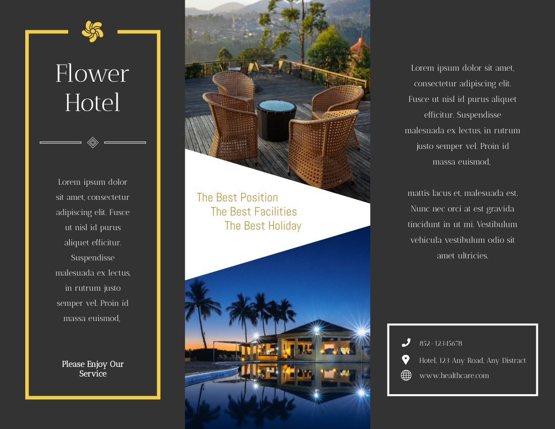 Brochure template: Hotel Introduction Brochure (Created by InfoART's Brochure maker)