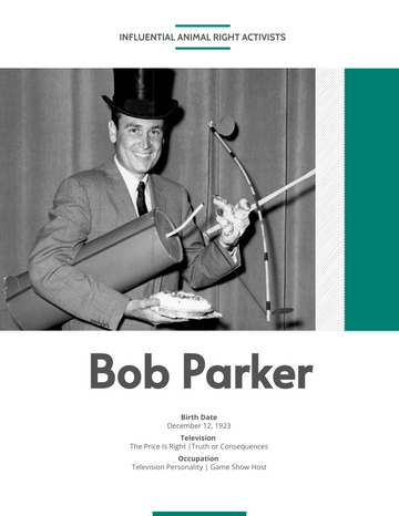 Biography 模板。 Bob Barker Biography (由 Visual Paradigm Online 的Biography軟件製作)