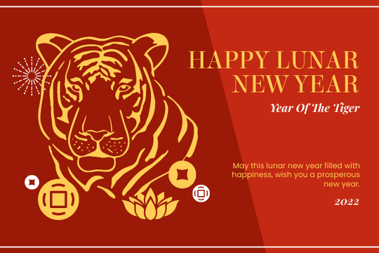 Greeting Card template: Year Of The Tiger Silhouette Greeting Card  (Created by Visual Paradigm Online's Greeting Card maker)