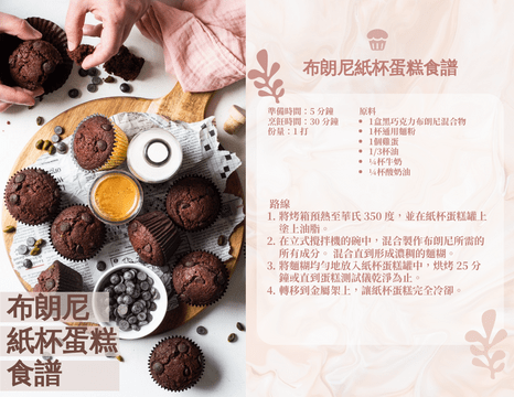 Recipe Cards template: 布朗尼紙杯蛋糕食譜卡 (Created by InfoART's Recipe Cards marker)