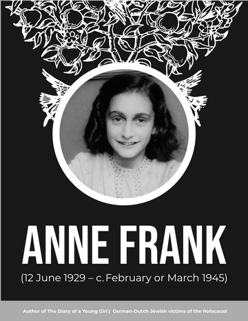 Biography template: Anne Frank Biography (Created by Visual Paradigm Online's Biography maker)