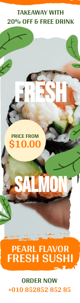 Salmon Sushi Delivery Wide Skyscraper Banner