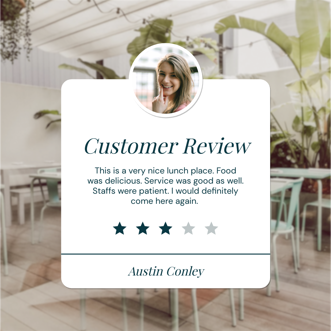 Instagram Post template: Customer Review For Restaurant Instagram Post (Created by Visual Paradigm Online's Instagram Post maker)