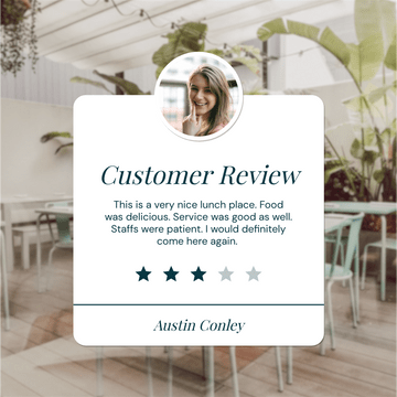 Editable instagramposts template:Customer Review For Restaurant Instagram Post