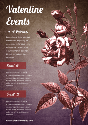 Editable flyers template:Vintage Valentine Event Flyer With Details