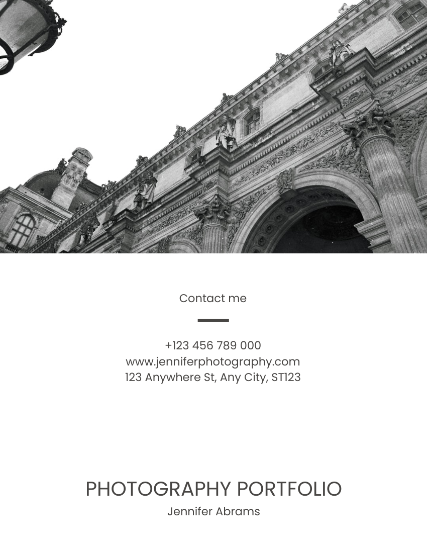 Personal Portfolio 模板。 Minimal Photography Business Portfolio (由 Visual Paradigm Online 的Personal Portfolio軟件製作)