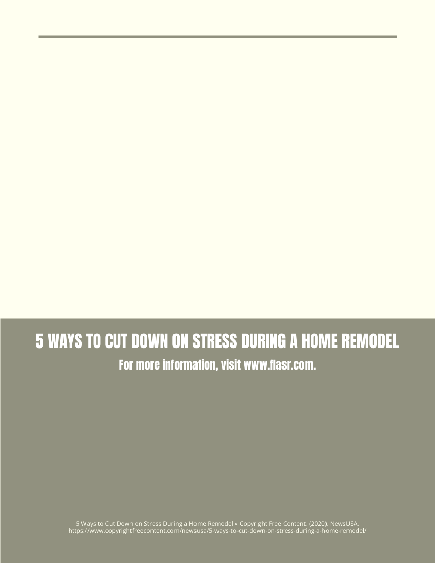 Booklet template: 5 Ways to Cut Down on Stress During a Home Remodel (Created by Visual Paradigm Online's Booklet maker)