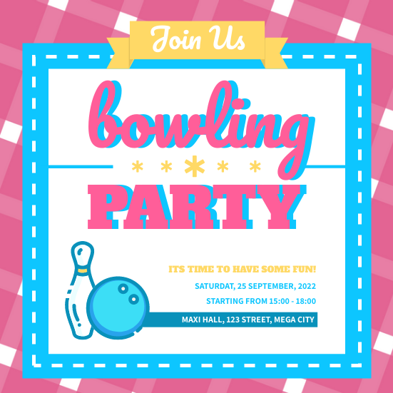 Invitation template: Funky Bowling Invitation (Created by Visual Paradigm Online's Invitation maker)