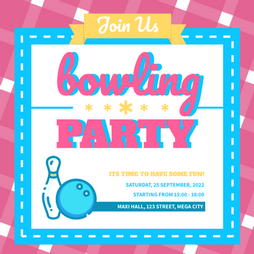 Editable invitations template:Funky Bowling Invitation