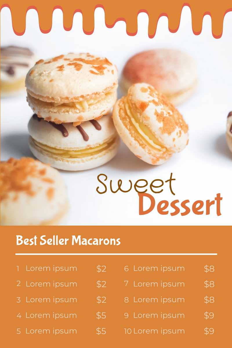 Menu template: Sweet Dessert Menu (Created by InfoART's Menu maker)