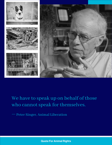 Quote template: We have to speak up on behalf of those who cannot speak for themselves. ― Peter Singer, Animal Liberation (Created by Visual Paradigm Online's Quote maker)