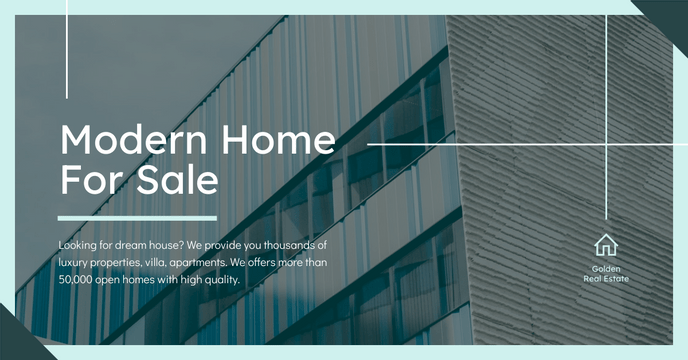 Editable facebookads template:Simple Blue Estate Photo Home Selling Facebook Ad