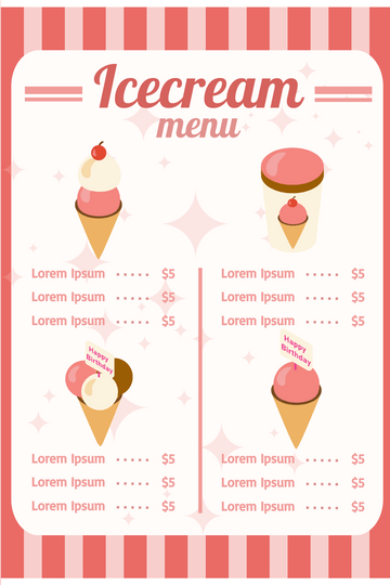 Menu template: Ice-cream Menu (Created by Visual Paradigm Online's Menu maker)