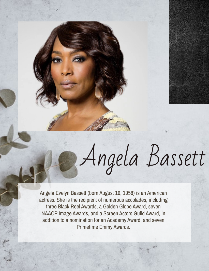 Biography template: Angela Bassett Biography (Created by Visual Paradigm Online's Biography maker)