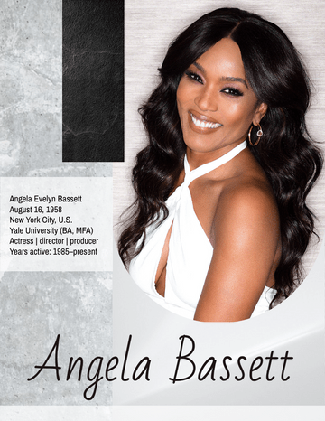 Biography template: Angela Bassett Biography (Created by Visual Paradigm Online's Biography maker)