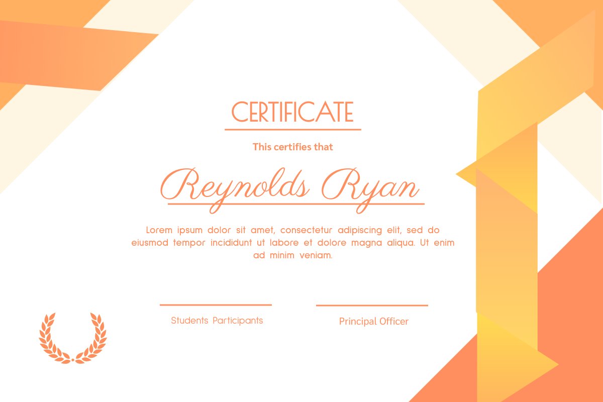 Certificate template: Sunset Certificate (Created by InfoART's Certificate maker)