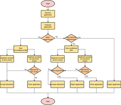 Flowchart template: University Application Process (Created by Visual Paradigm Online's Flowchart maker)
