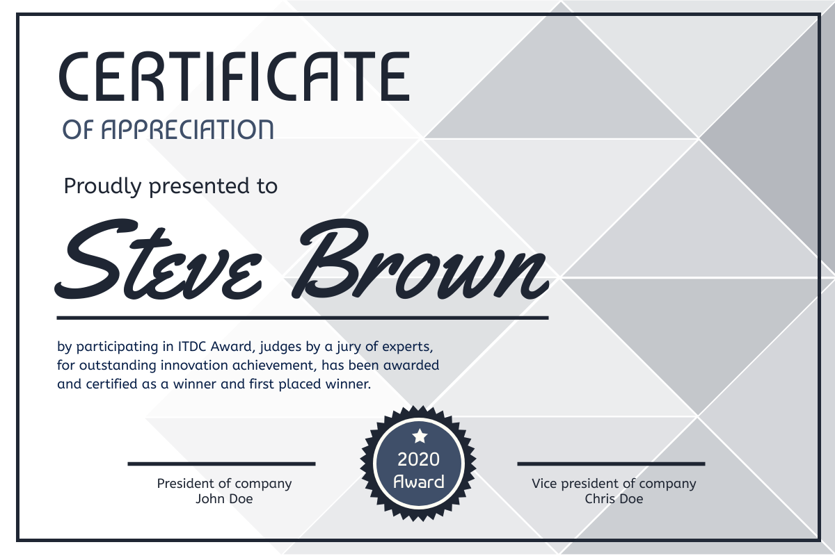 Certificate template: Triangles Certificate (Created by Visual Paradigm Online's Certificate maker)