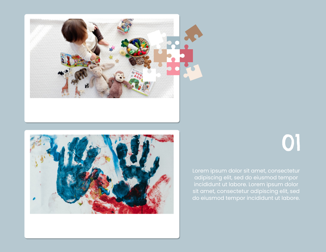 兒童照片簿 模板。 Cheerful Kids Photo Book (由 Visual Paradigm Online 的兒童照片簿軟件製作)