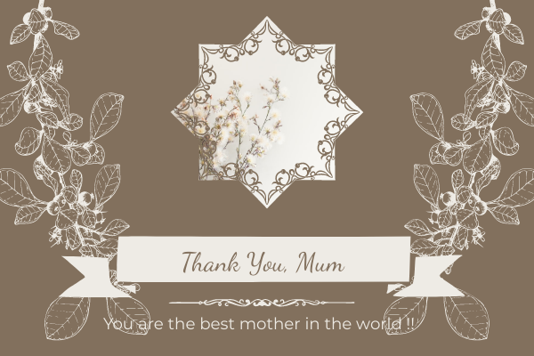 Greeting Card template: Floral Thank You Mum Greeting Card (Created by InfoART's Greeting Card maker)