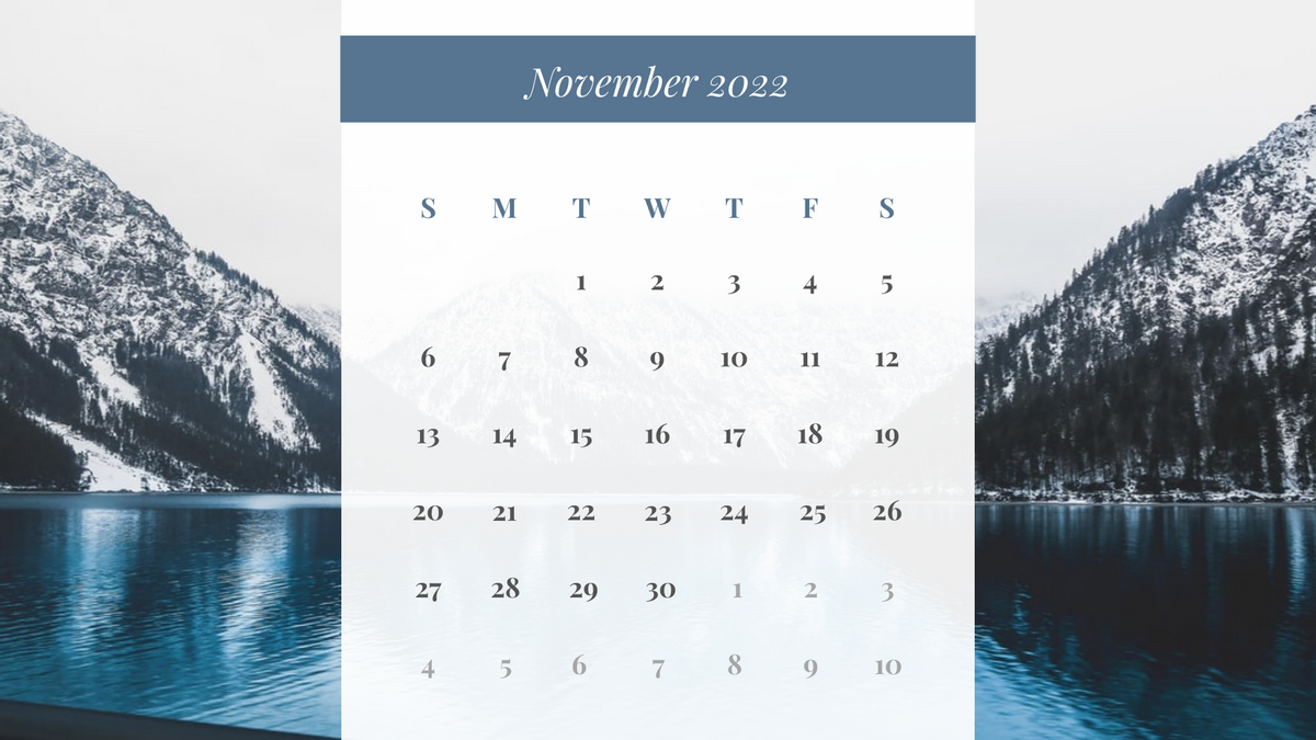 Calendar 模板。 Mountain Scene Calendar (由 Visual Paradigm Online 的Calendar軟件製作)