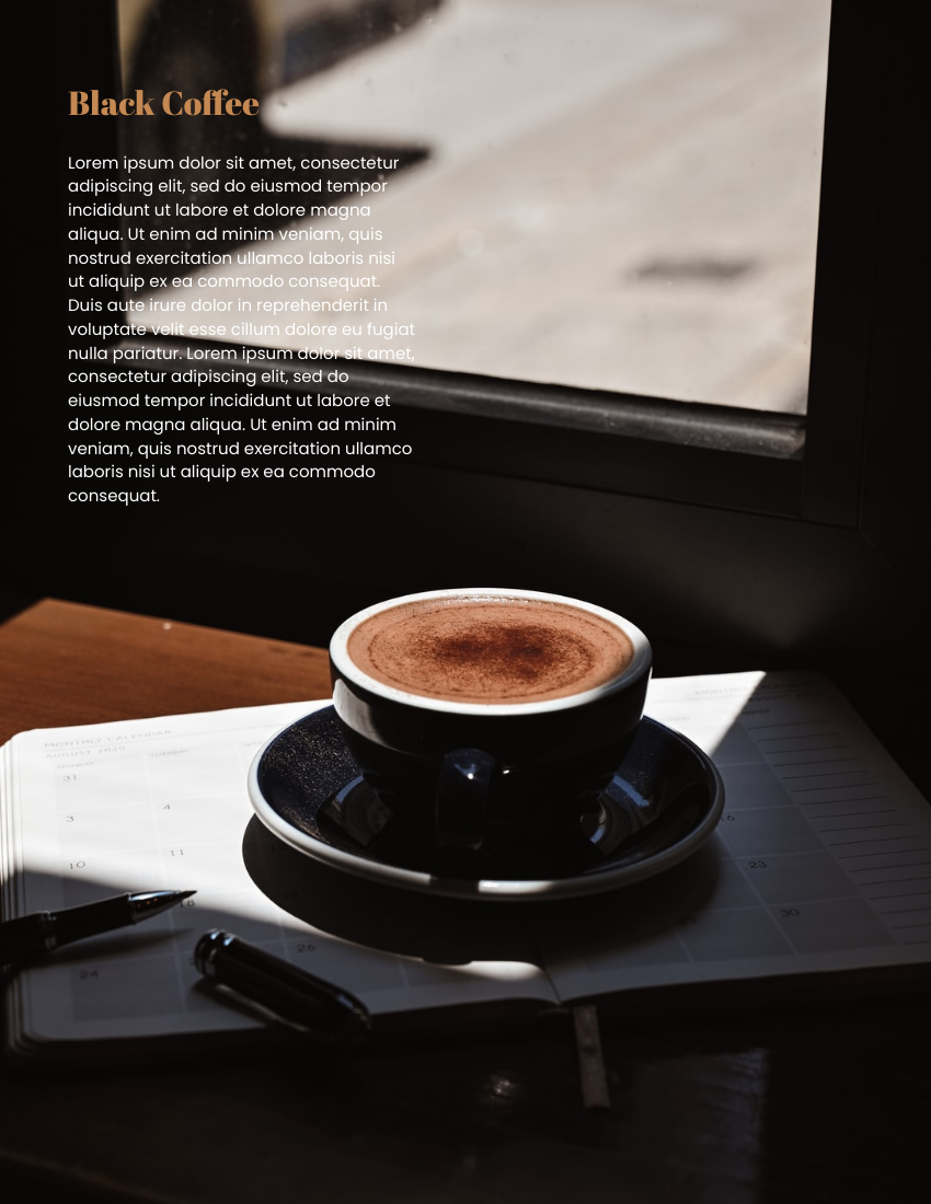 產品目錄 模板。 Coffee Catalog (由 Visual Paradigm Online 的產品目錄軟件製作)
