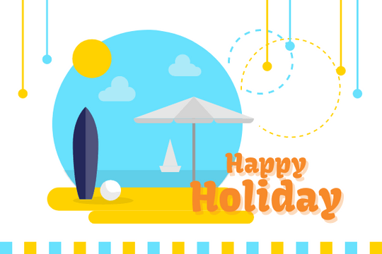 Editable greetingcards template:Colourful Happy Holiday Beach Greeting Card