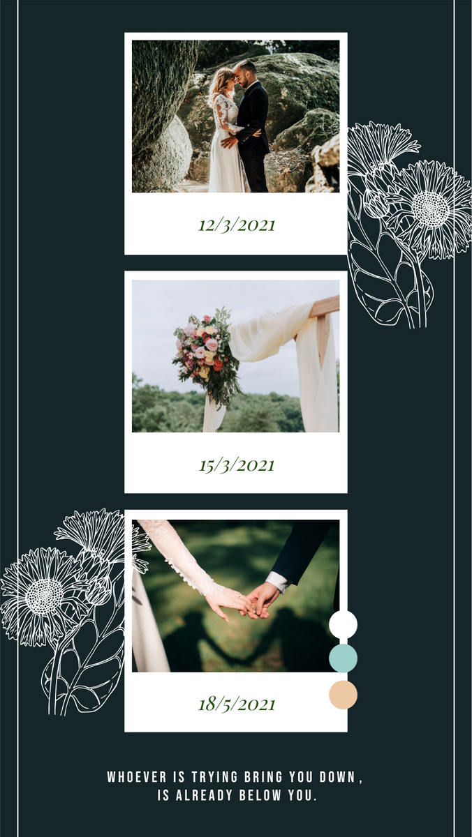 Photo Collage template: Floral Wedding Polaroid Photo Collage (Created by Visual Paradigm Online's Photo Collage maker)