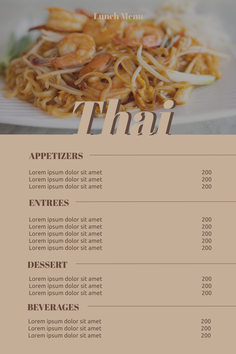 Menu template: Thai Menu (Created by InfoART's Menu maker)