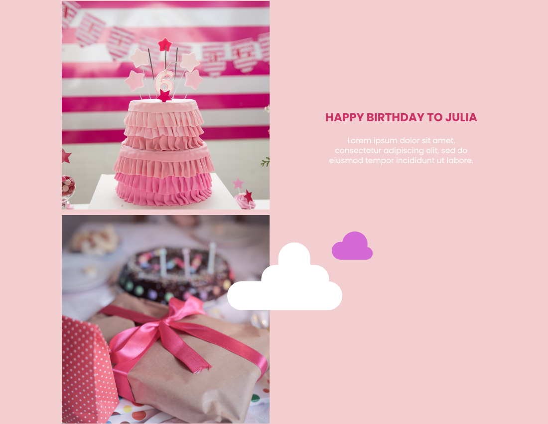 慶祝活動照相簿 模板。 Baby Girl Birthday Celebration Photo Book (由 Visual Paradigm Online 的慶祝活動照相簿軟件製作)