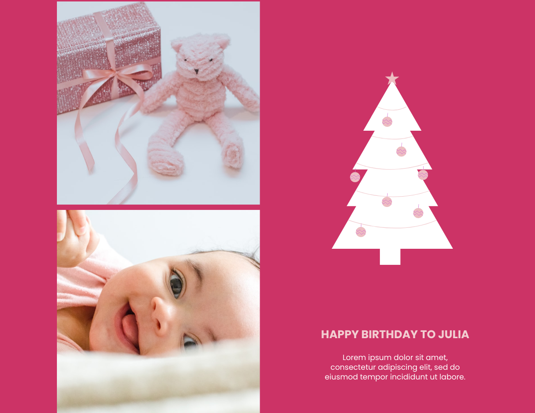 庆祝活动照相簿 模板。Baby Girl Birthday Celebration Photo Book (由 Visual Paradigm Online 的庆祝活动照相簿软件制作)