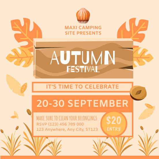 Invitation template: Autumn Camping Festival Invitation (Created by InfoART's Invitation maker)