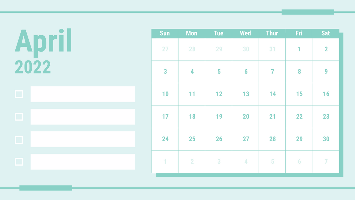 Calendar 模板。Simple Calendar 2022 With Notes (由 Visual Paradigm Online 的Calendar软件制作)