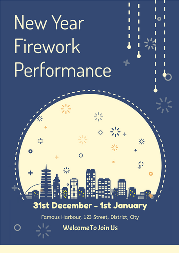 Editable flyers template:New Year Firework Performance Flyer