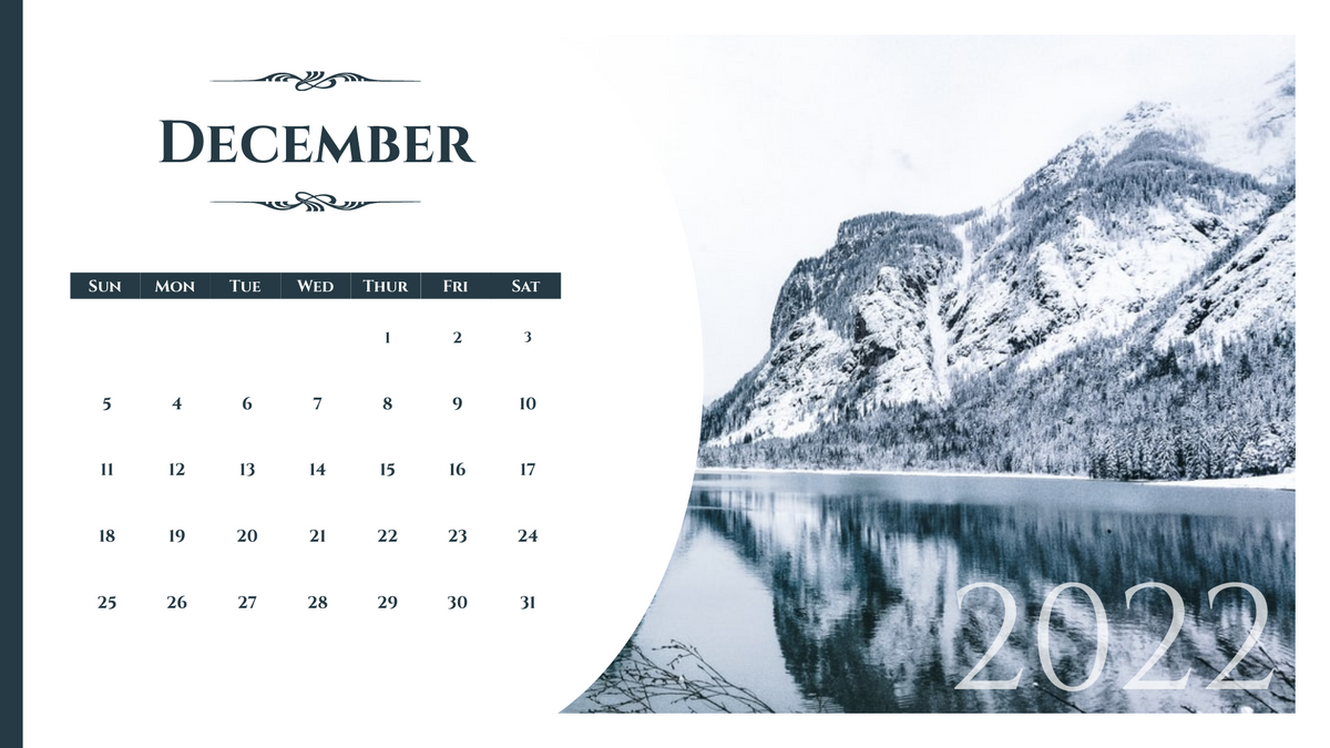 Calendar 模板。Natural Landscape Calendar 2022 (由 Visual Paradigm Online 的Calendar软件制作)