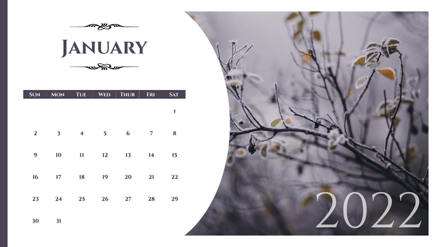 Calendar template: Natural Landscape Calendar 2022 (Created by InfoART's  marker)