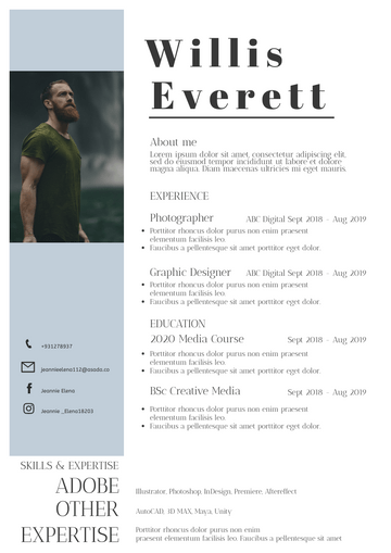 Resume template: Guy Resume (Created by Visual Paradigm Online's Resume maker)