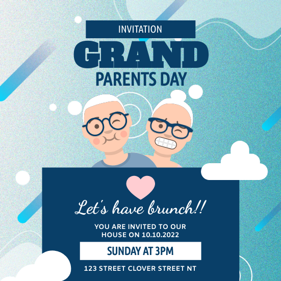 Invitation template: Blue Grandparents Celebration Invitation (Created by InfoART's Invitation maker)