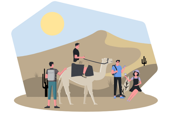 体育插图 模板。Desert Traveling Illustration (由 Visual Paradigm Online 的体育插图软件制作)